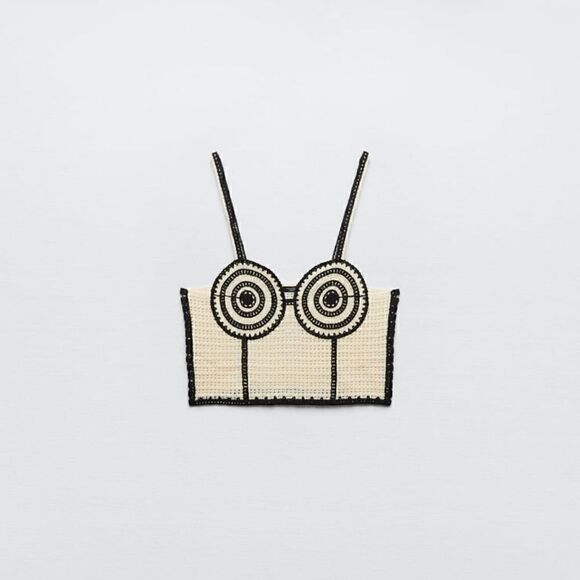 CONTRAST CROCHET TOP ZARA - Picture 4 of 8